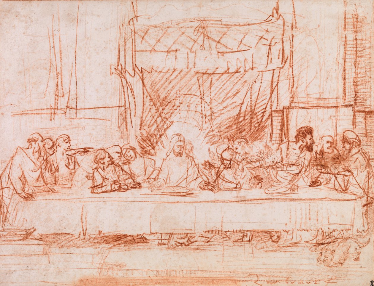 Nattvarden, efter Leonardo da Vinci av Rembrandt van Rijn