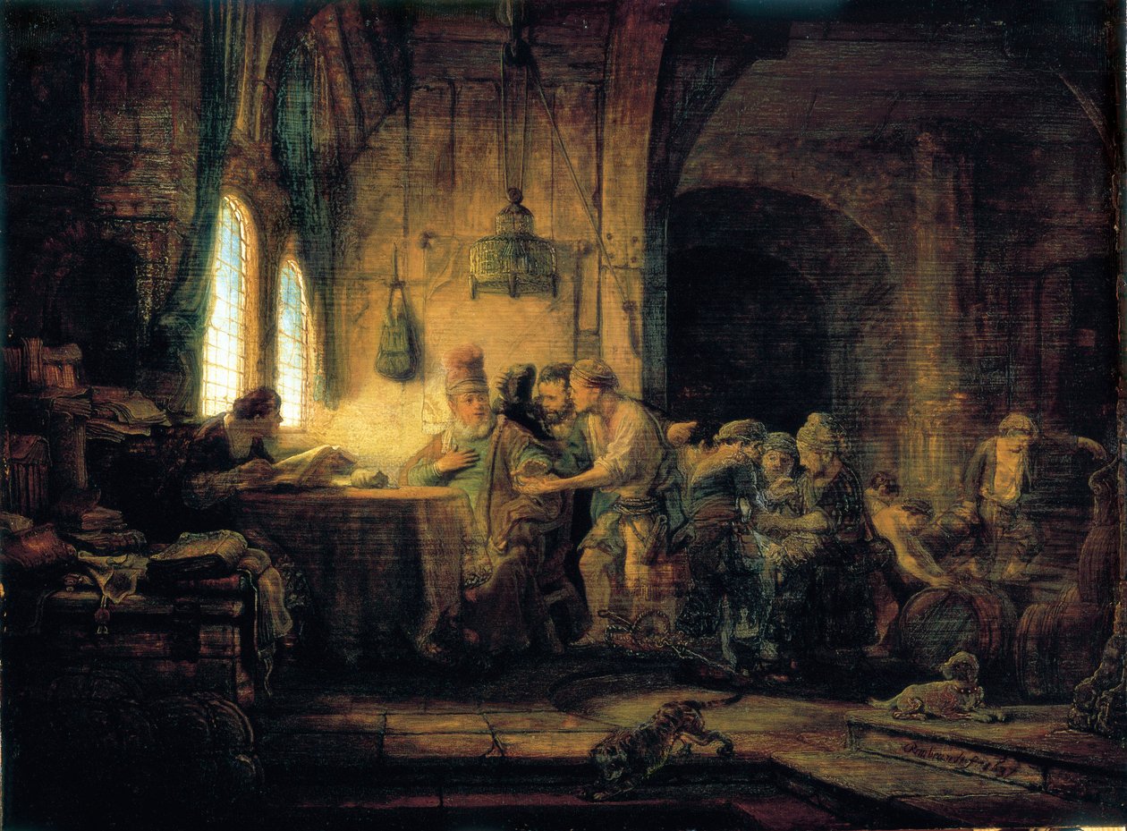 Liknelsen om arbetarna i vingården - 1637 av Rembrandt van Rijn