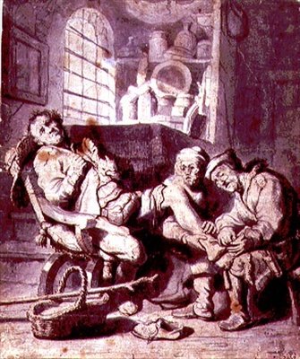 Den stukade foten (penna och bläck, akvarell på papper) av Rembrandt Harmensz. van Rijn