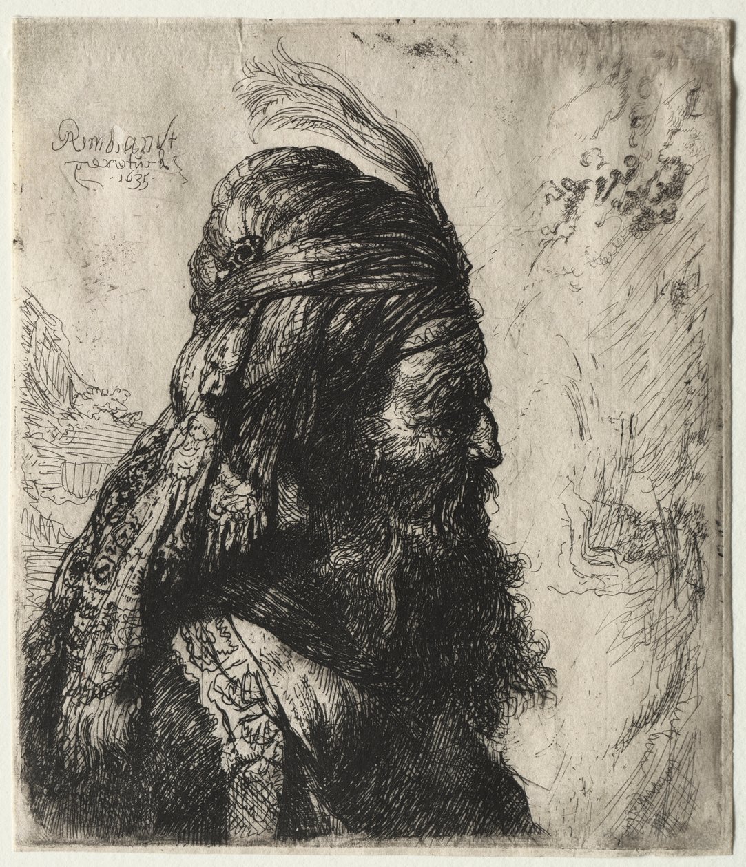 Det tredje orientaliska huvudet av Rembrandt Harmensz. van Rijn