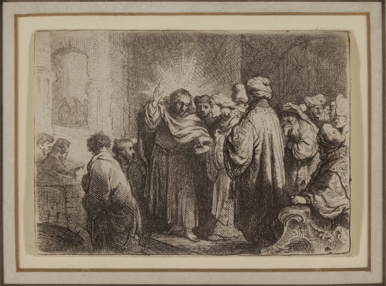 The Tribute Money, ca 1635 (etsning) av Rembrandt van Rijn
