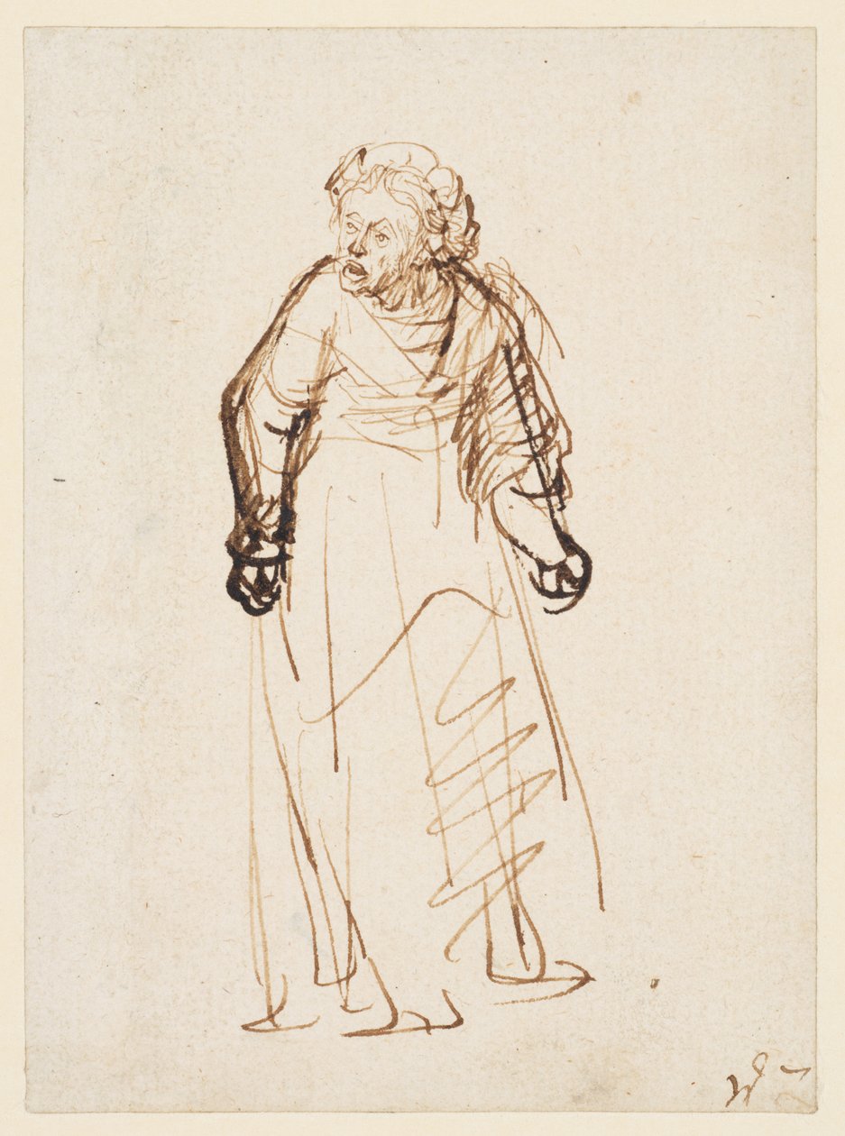 Kvinna skäller ut (penna och bläck på papper) av Rembrandt Harmensz. van Rijn