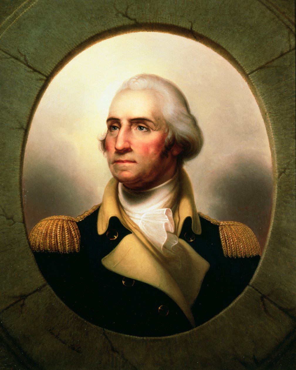 Porträtt av George Washington i porthål av Rembrandt Peale