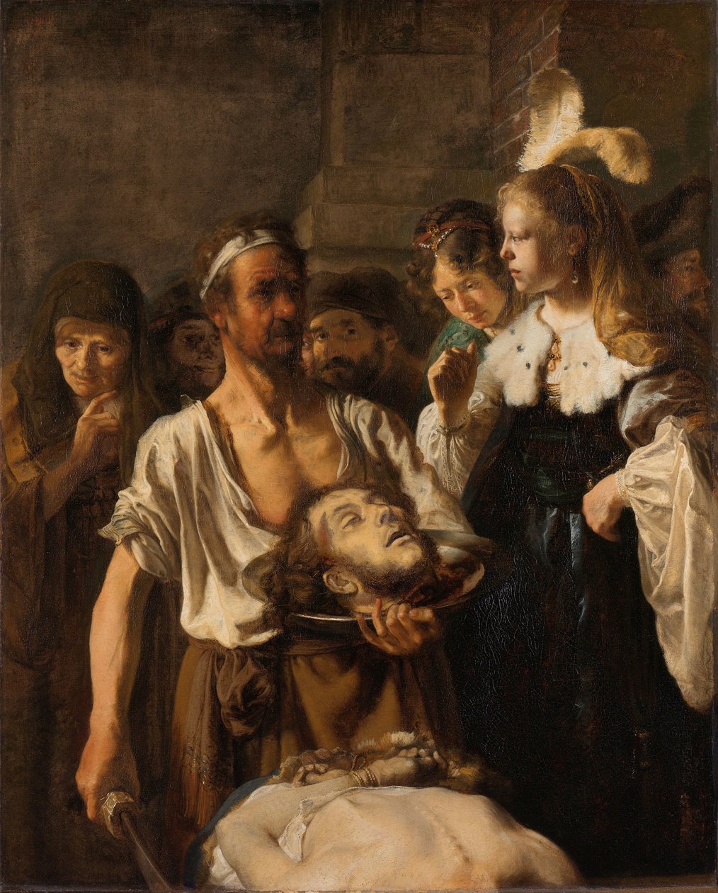 Salome tar emot Johannes Döparens huvud av Rembrandt van Rijn (circle of)