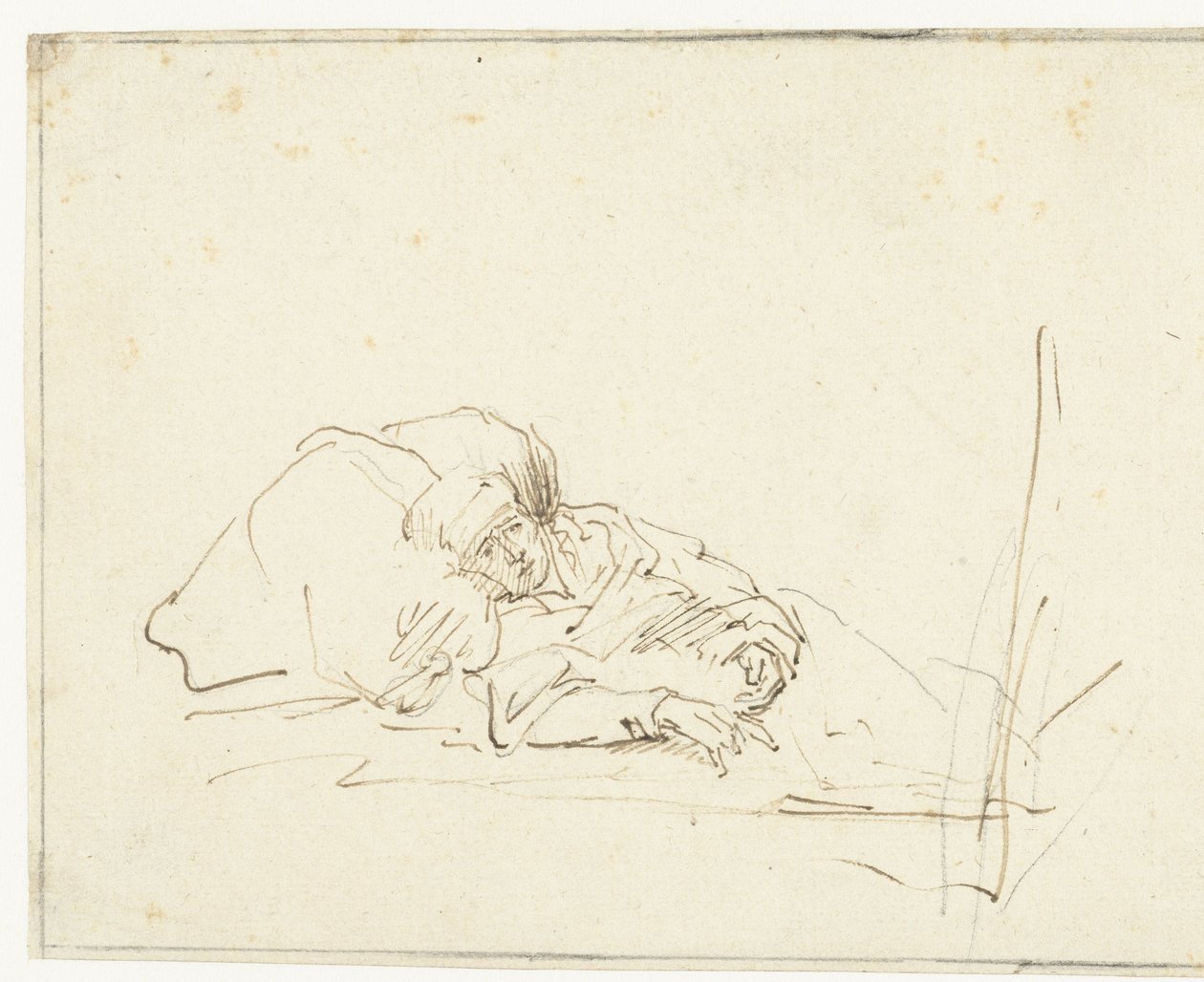 Saskia sjuk i sängen av Rembrandt van Rijn (copy after)