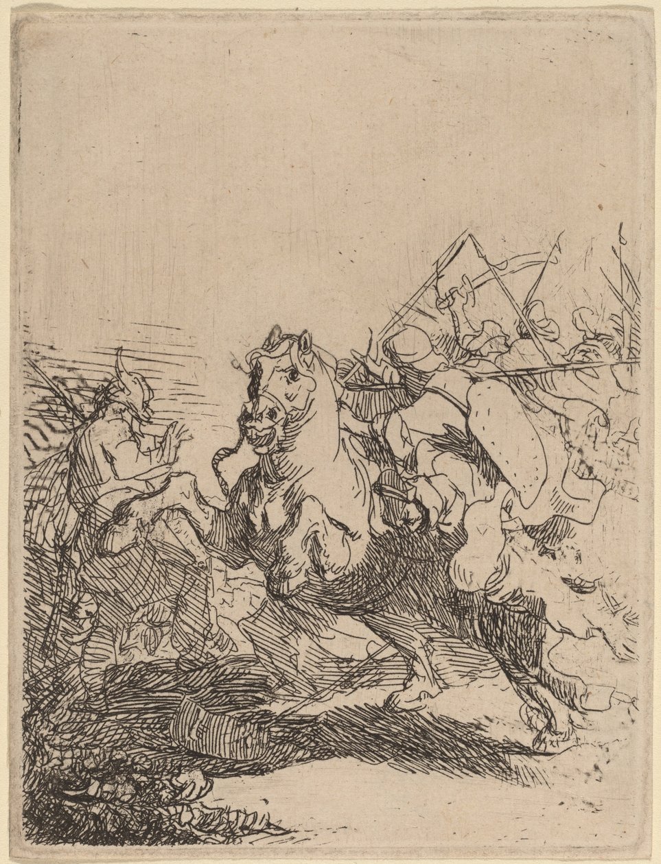 En kavalleristrid av Rembrandt van Rijn