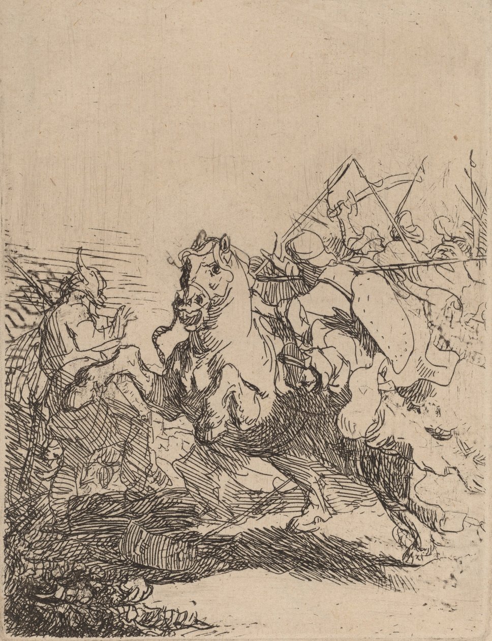 En kavalleristrid, ca. 1632. av Rembrandt van Rijn