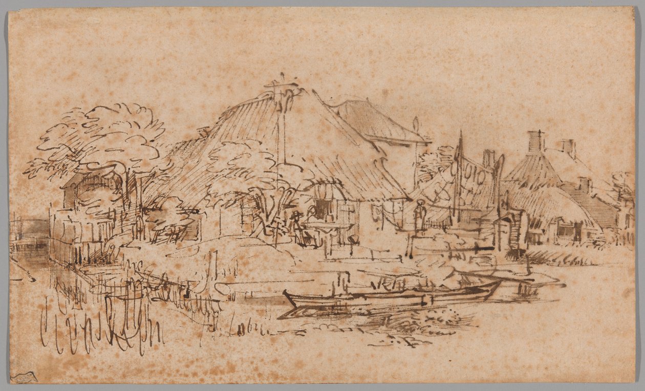 En gård på Amsteldijk, sedd från nordväst av Rembrandt van Rijn