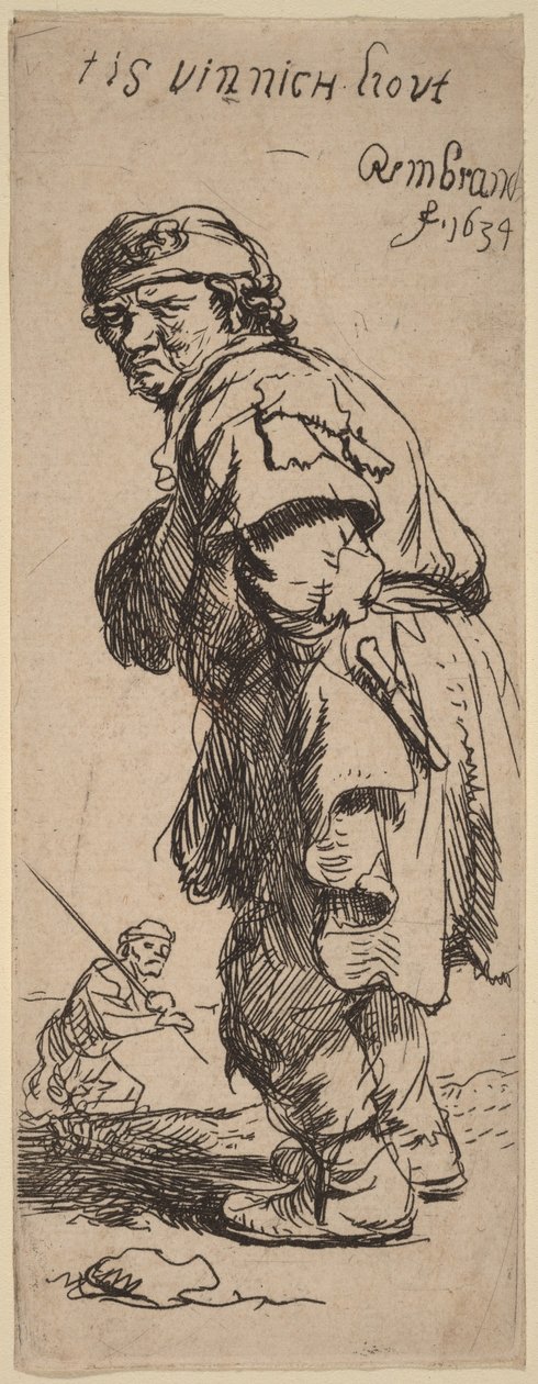 En bonde ropar: ”tis vinnich kout” (Det är iskallt) av Rembrandt van Rijn
