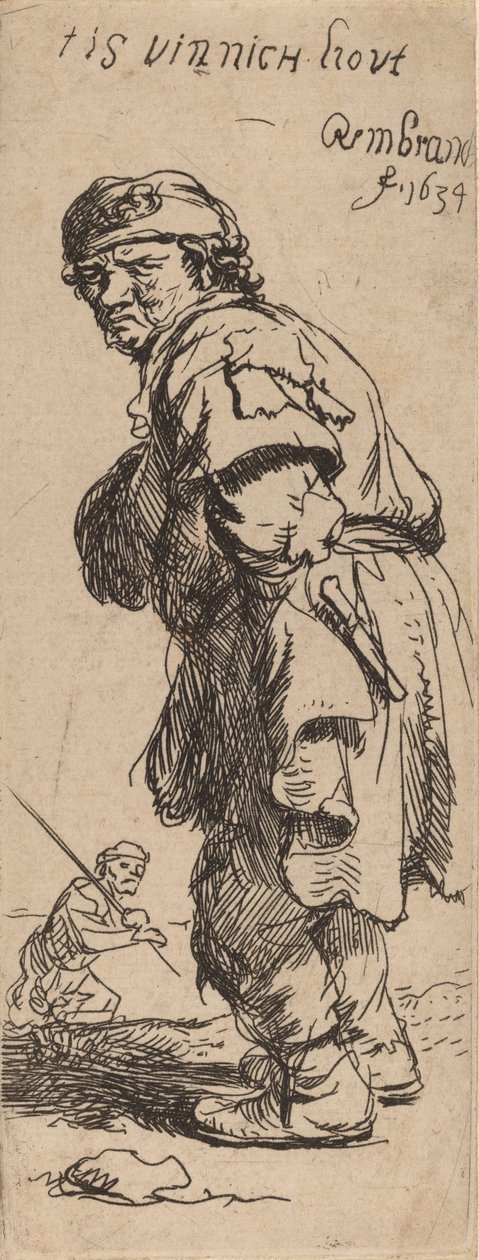 En bonde ropar: tis vinnich kout Det är bitande kallt, 1634. av Rembrandt van Rijn