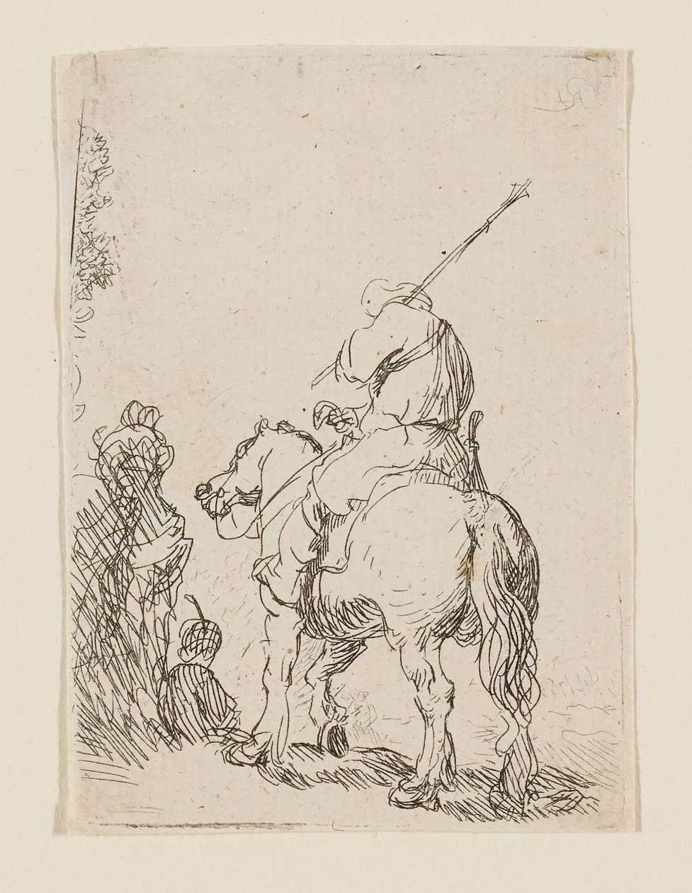 En turbanklädd soldat till häst av Rembrandt van Rijn