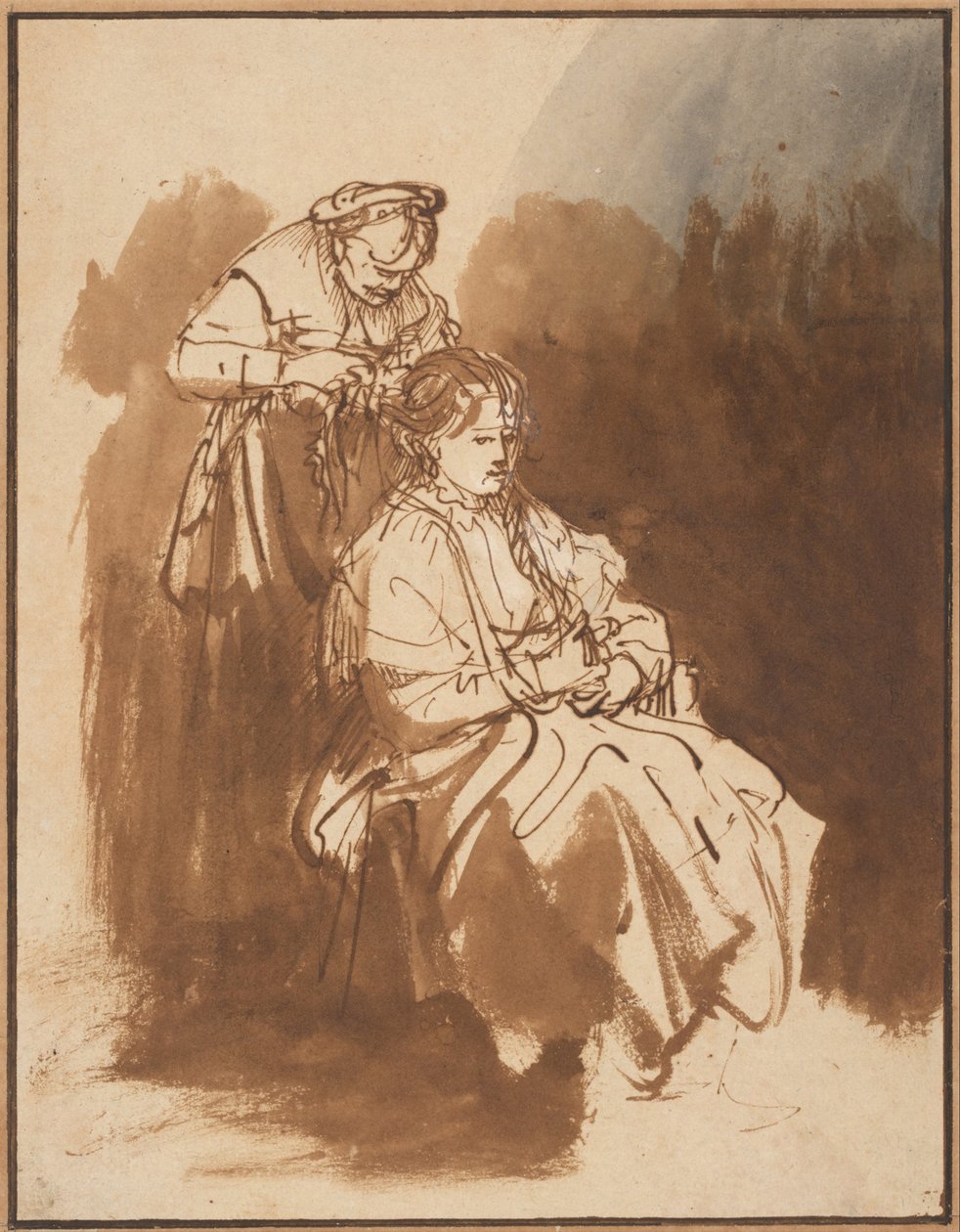 En ung kvinna med flätat hår, ca 1637 av Rembrandt van Rijn
