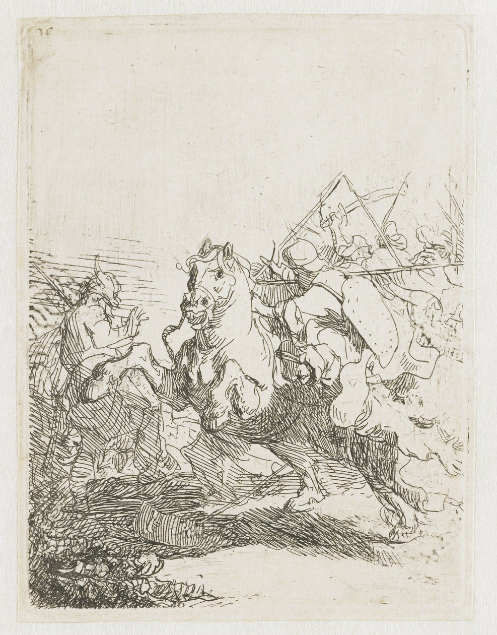En kavalleristrid av Rembrandt van Rijn