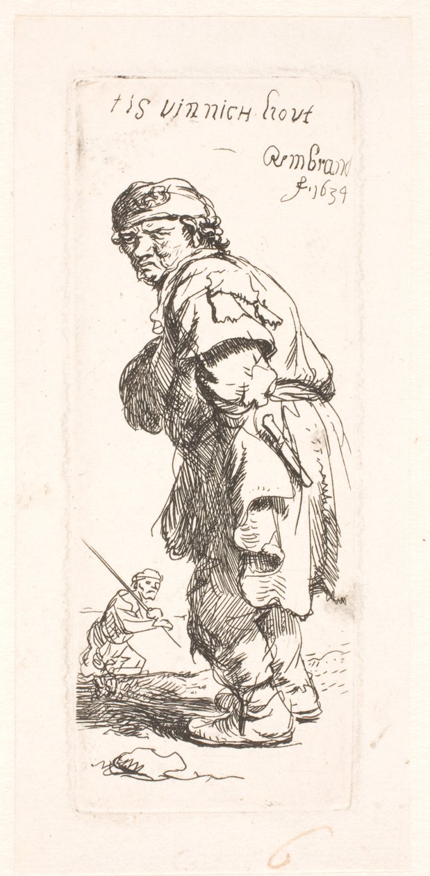 En bonde: en av två, som ropar av Rembrandt van Rijn