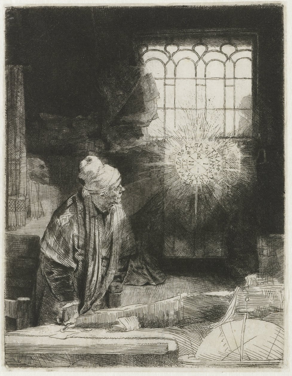 En forskare i sin studie av Rembrandt van Rijn