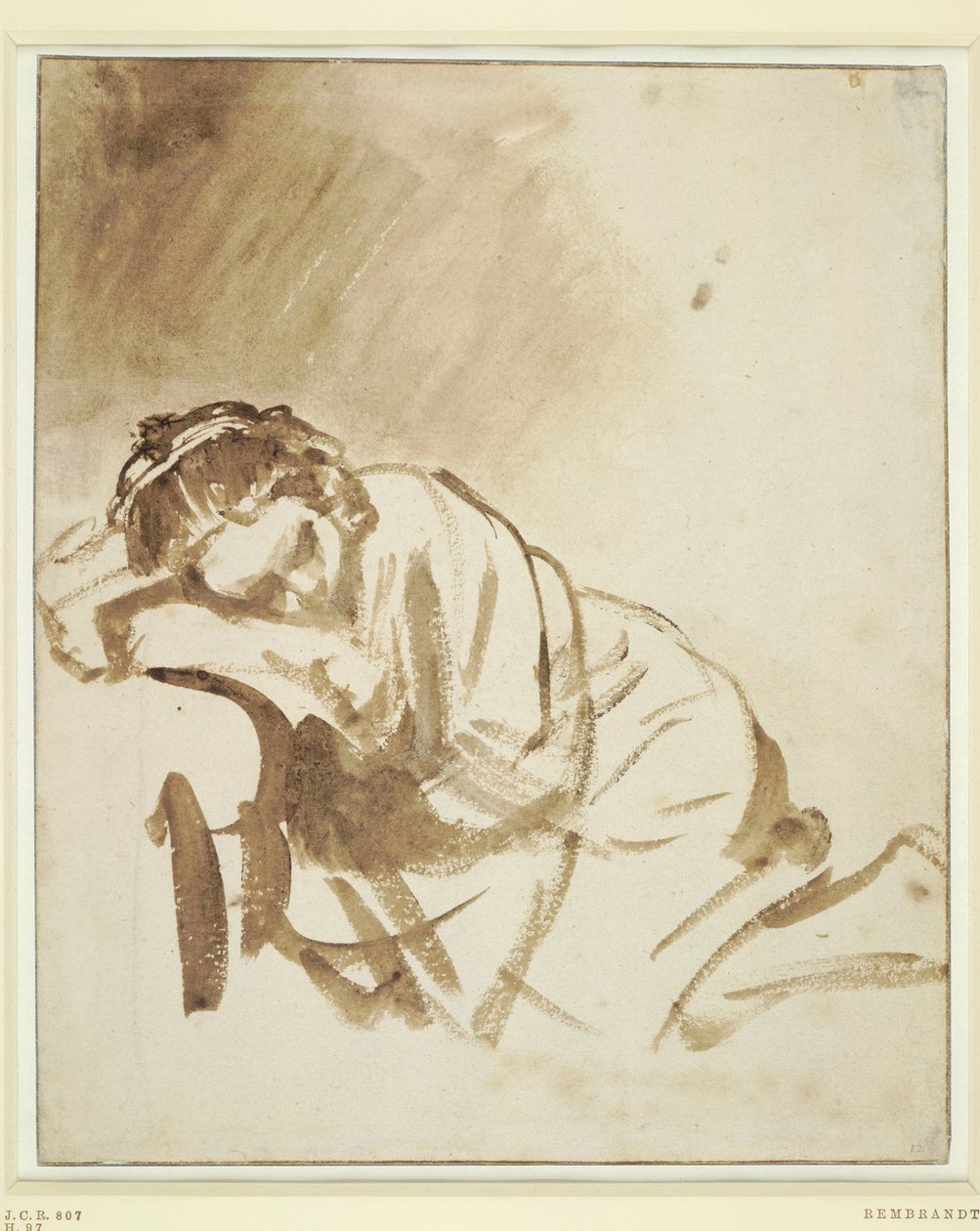 En ung kvinna sovande Hendrickje Stoffels, ca 1654 av Rembrandt van Rijn
