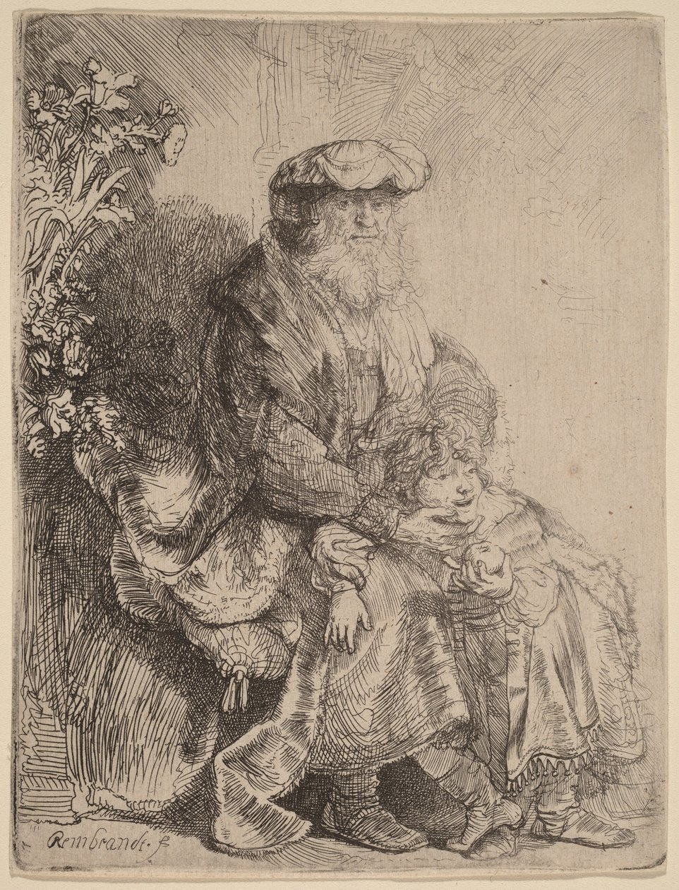 Abraham smeker Isak av Rembrandt van Rijn