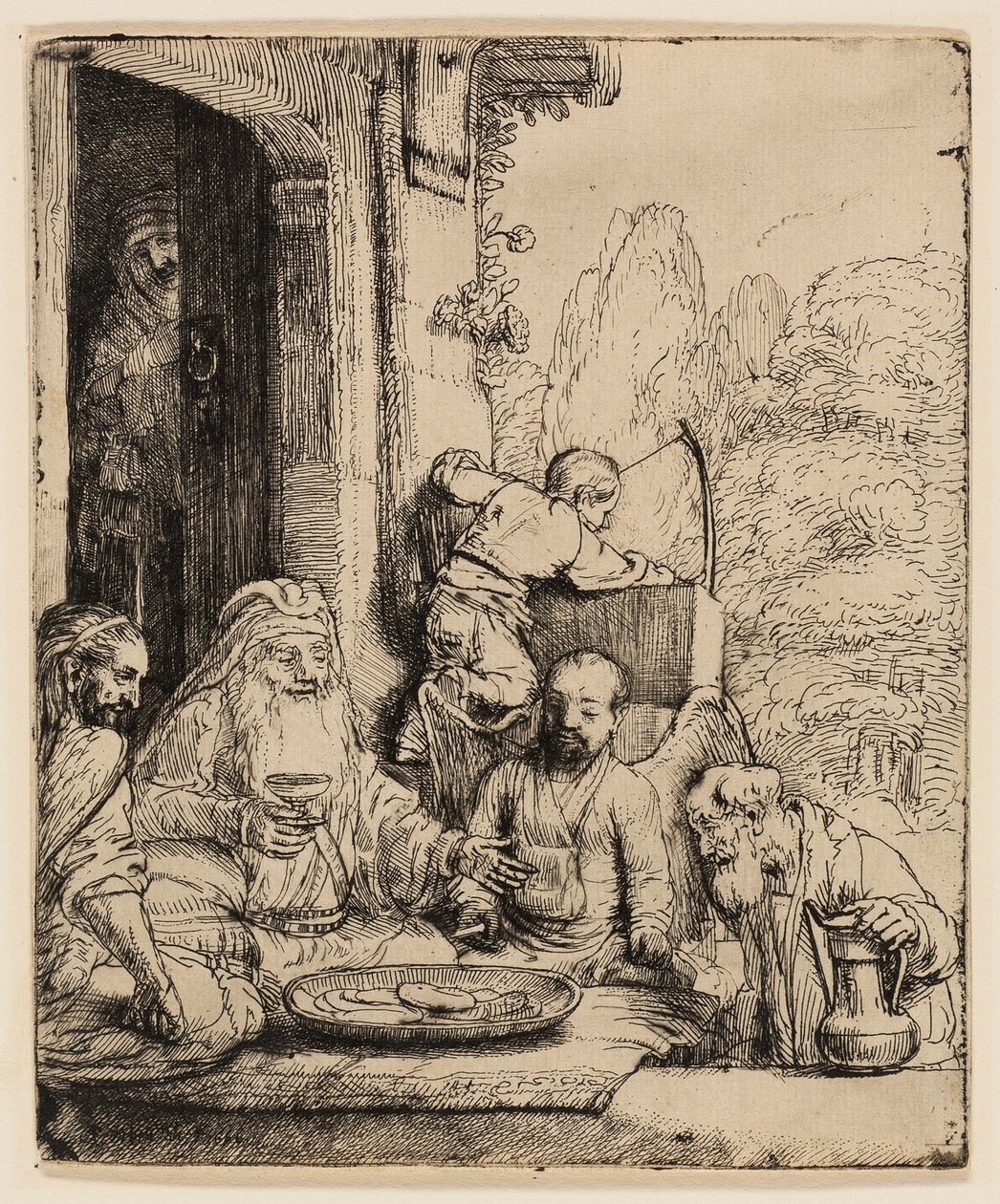 Abraham underhåller änglarna av Rembrandt van Rijn
