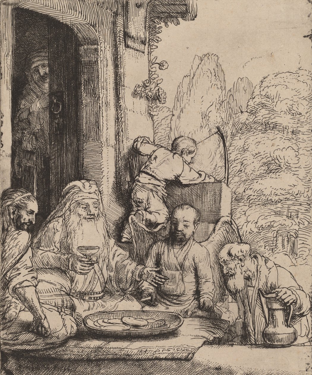 Abraham underhåller änglarna, 1656. av Rembrandt van Rijn