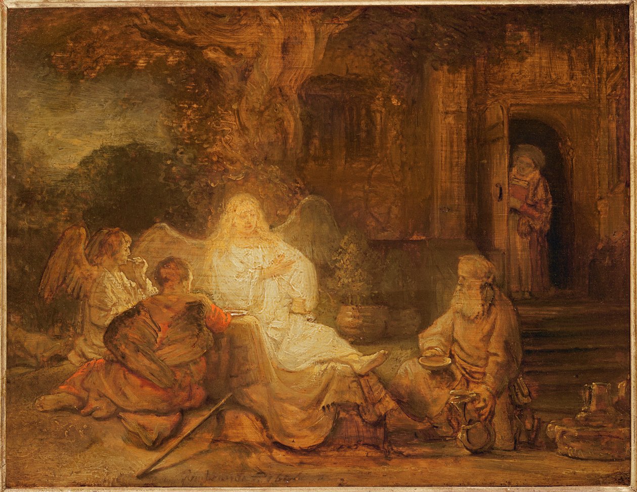 Abraham tar emot de tre änglarna, 1646 av Rembrandt van Rijn