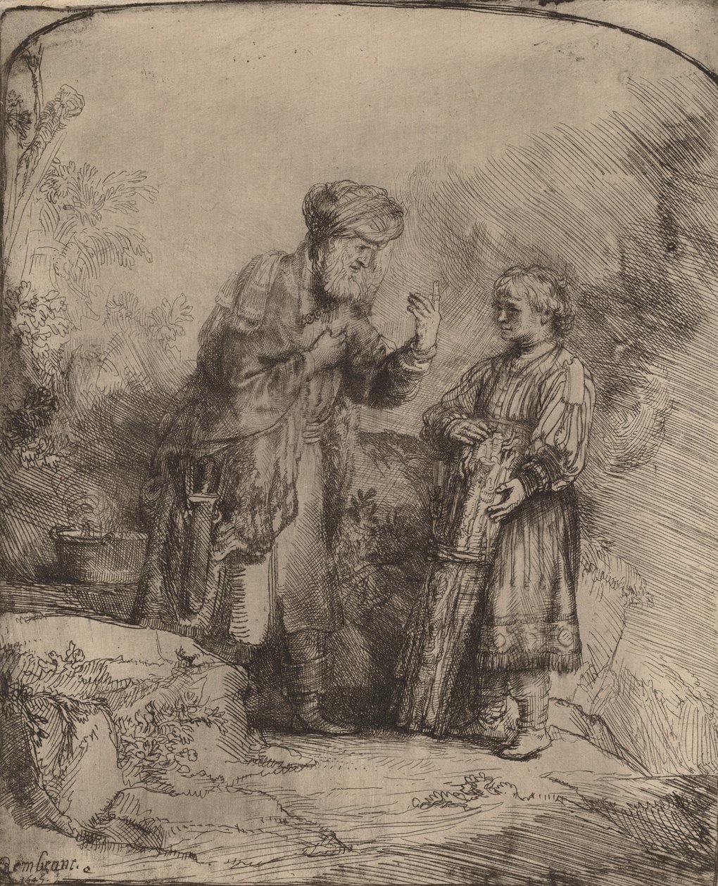 Abraham och Isak, 1645. av Rembrandt van Rijn