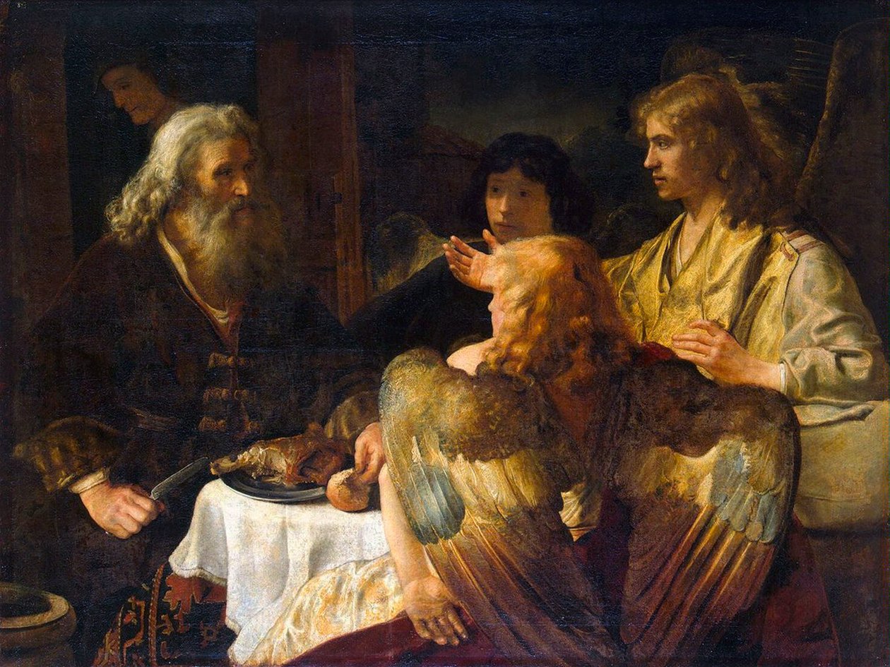 Abraham och de tre änglarna, 1630-talet. av Rembrandt van Rijn