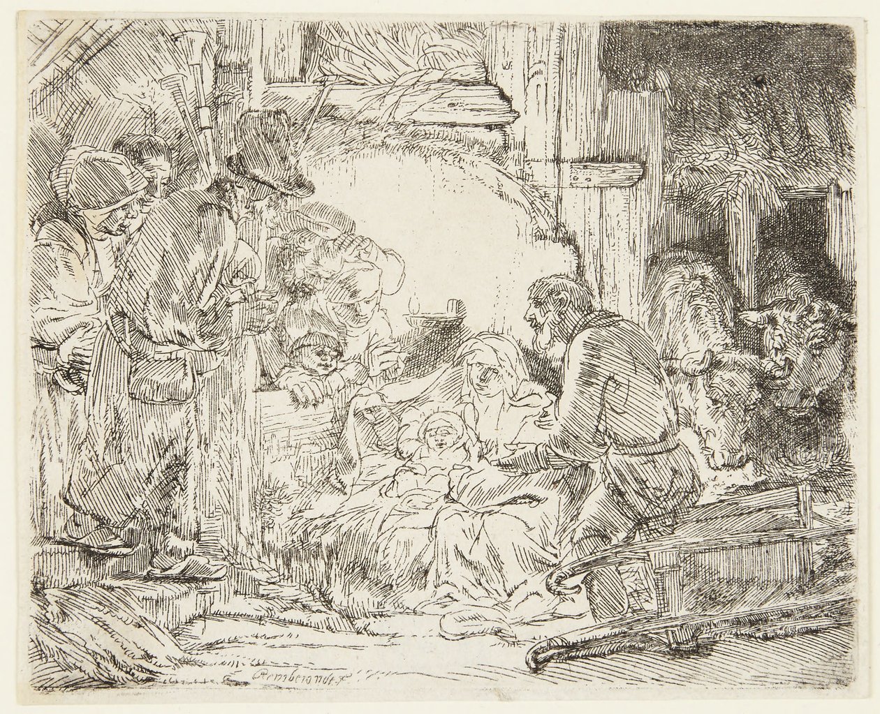 Herdarnas tillbedjan med lampan av Rembrandt van Rijn