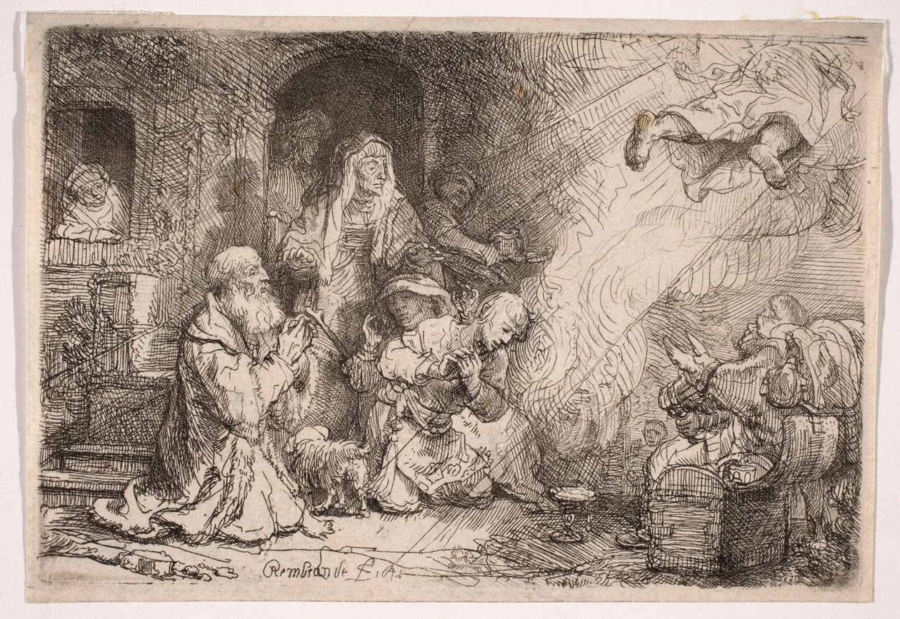 Ängeln som lämnar Tobias familj av Rembrandt van Rijn