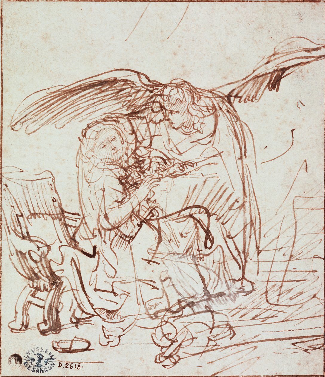 Förkunnelse (teckning) av Rembrandt van Rijn