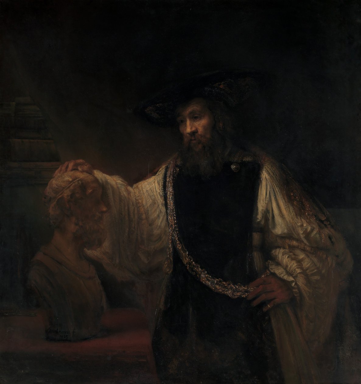 Aristoteles med en byst av Homeros, 1653. av Rembrandt van Rijn