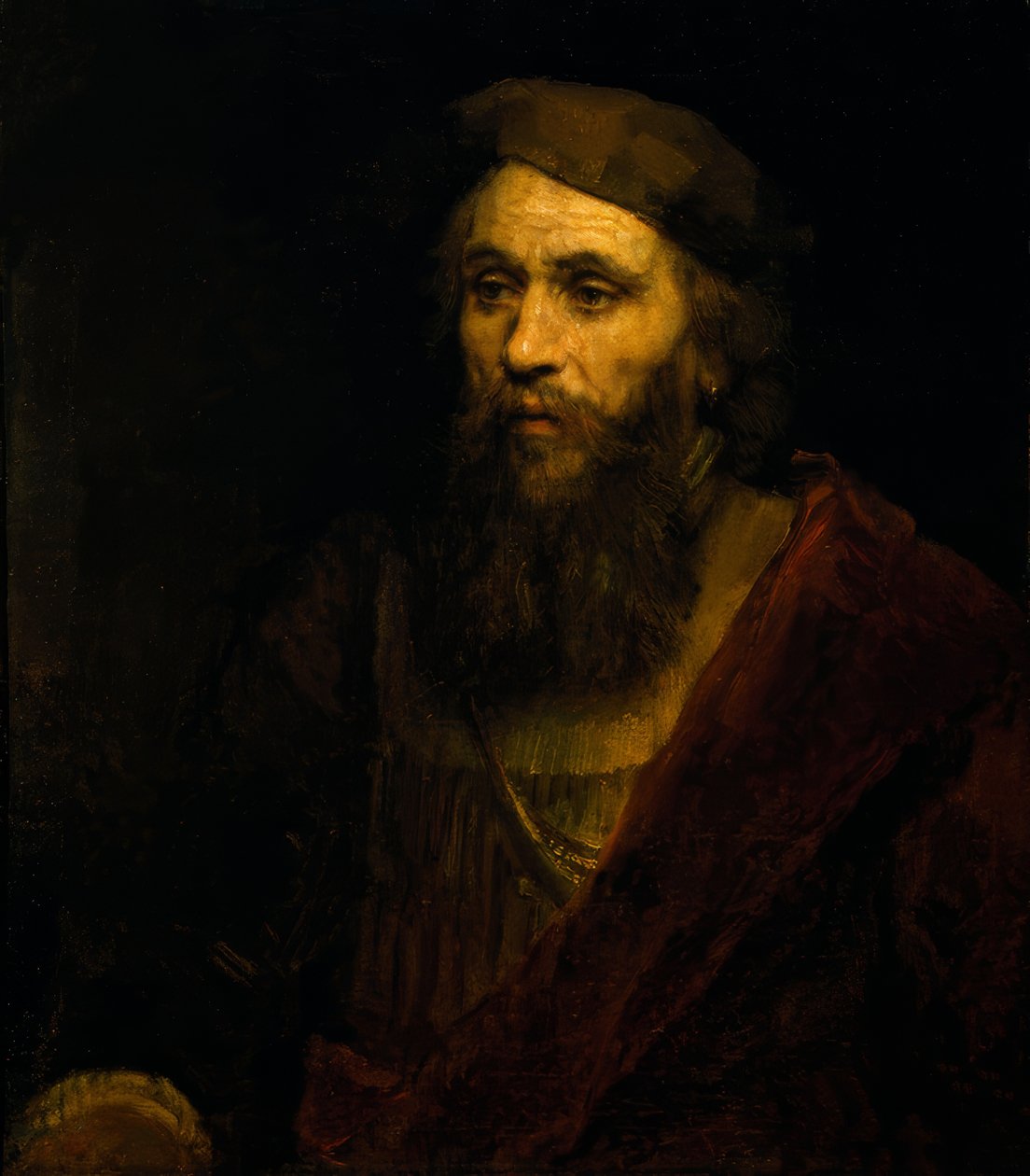 Skäggig man i hatt av Rembrandt van Rijn