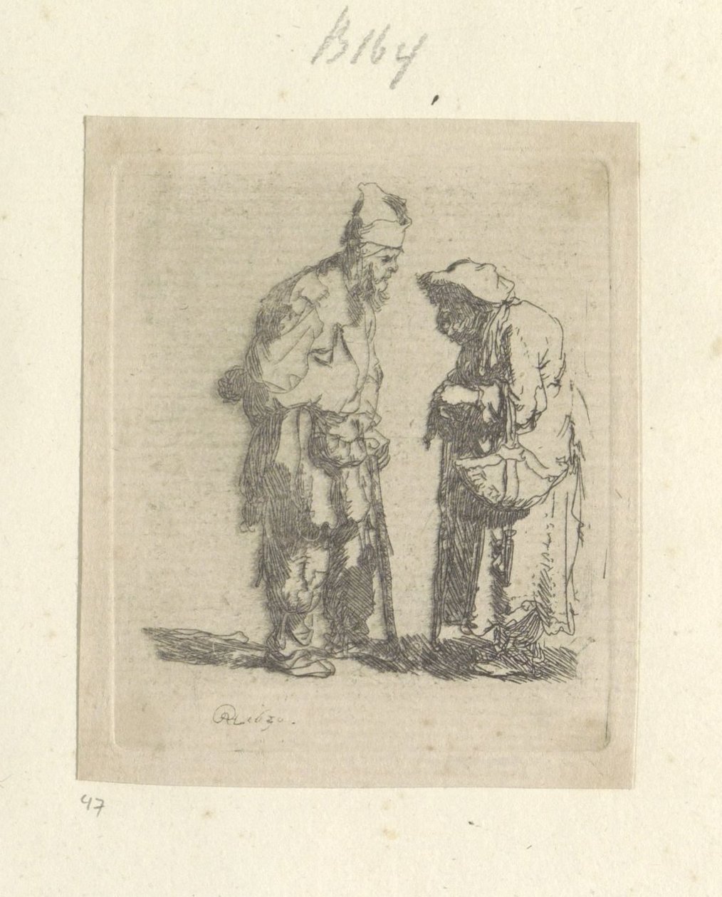 Bedelaar en bedelares in gesprek Samling av åttiofem originaltryck (serietitel) av Rembrandt van Rijn