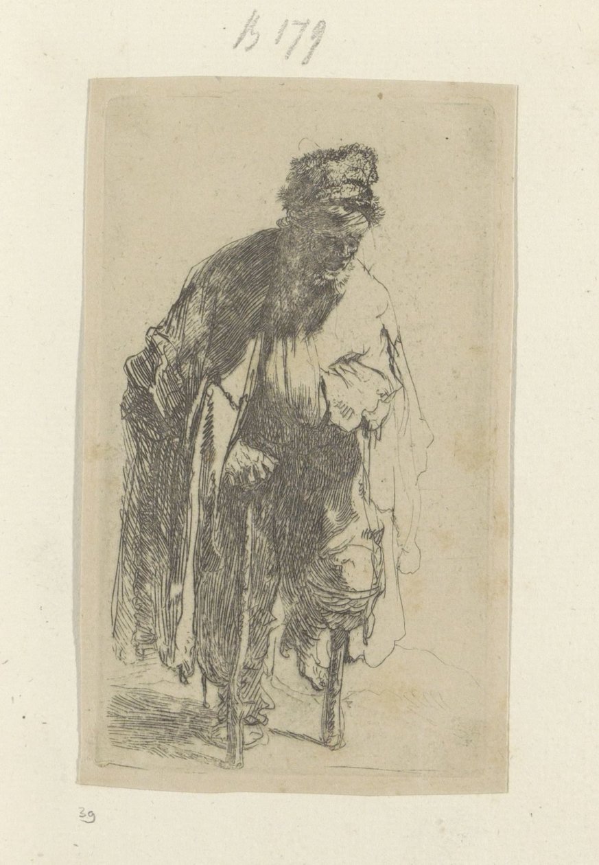 Tiggare med ett träben Recueil de quatre-vingt-cinq estampes originales (serietitel) av Rembrandt van Rijn