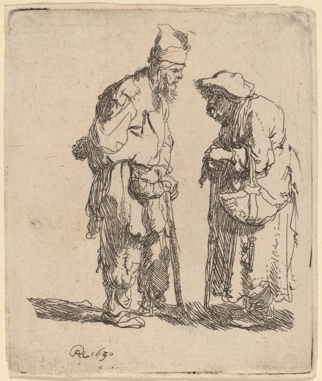 Tiggarman och tiggarkvinna samtalar av Rembrandt van Rijn