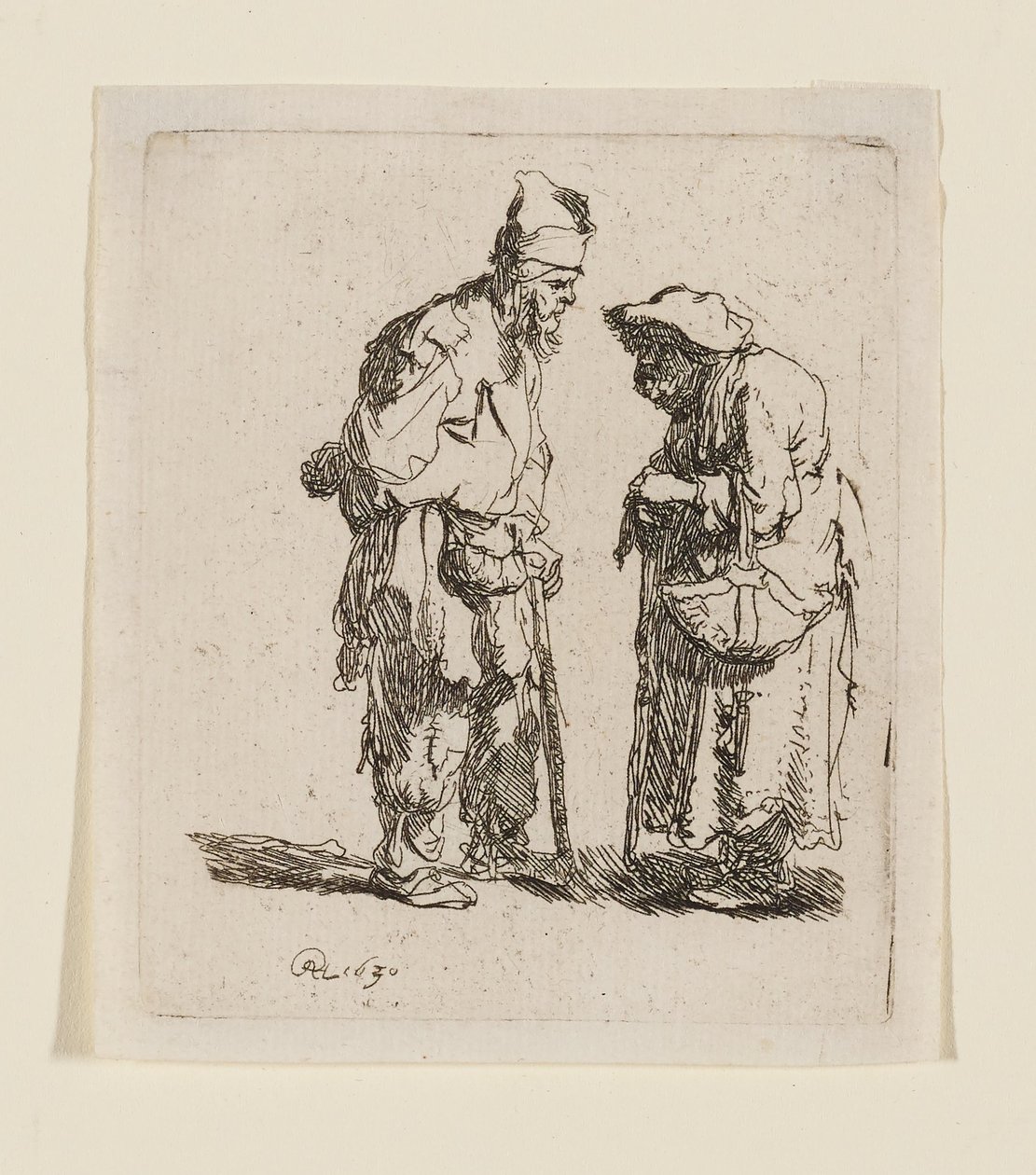 En tiggare och en tiggarkvinna i samtal av Rembrandt van Rijn