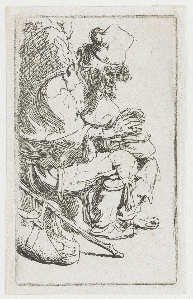 En tiggare som värmer händerna av Rembrandt van Rijn