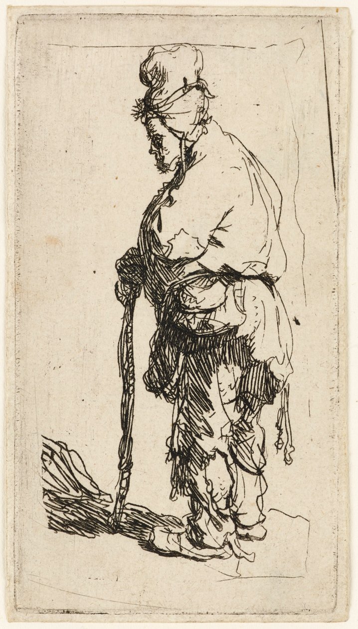 Tiggare lutad på en pinne, ca 1630. av Rembrandt van Rijn