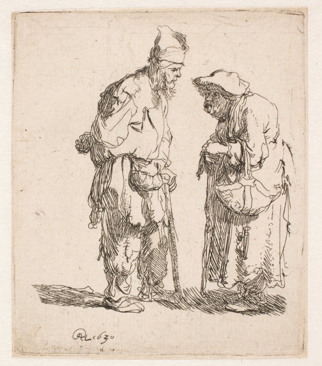 En tiggare och en tiggarkvinna som samtalar av Rembrandt van Rijn