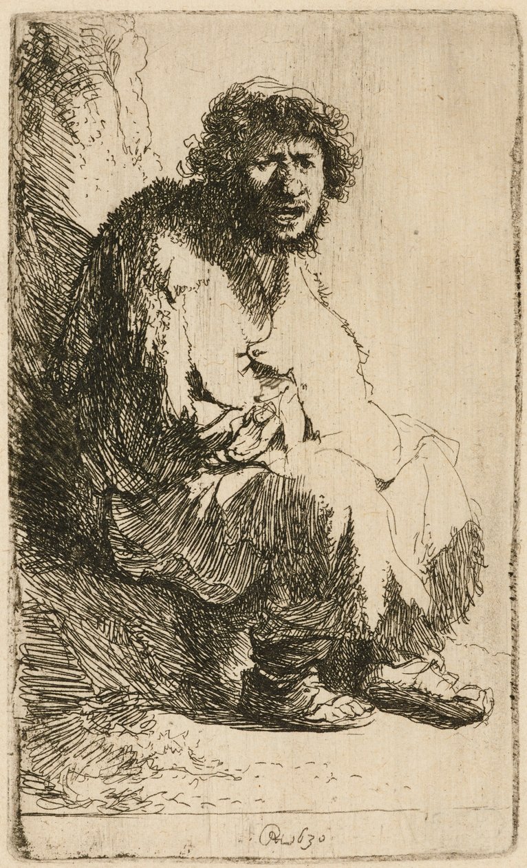 Tiggare sittande på en bank, 1630. av Rembrandt van Rijn