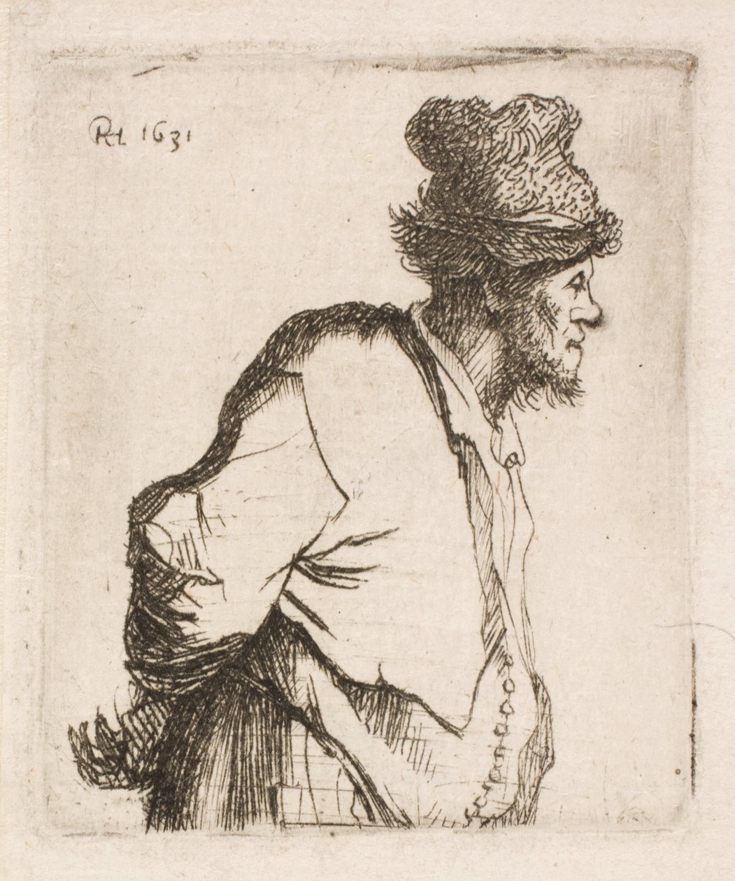 Bonde med händerna på ryggen av Rembrandt van Rijn