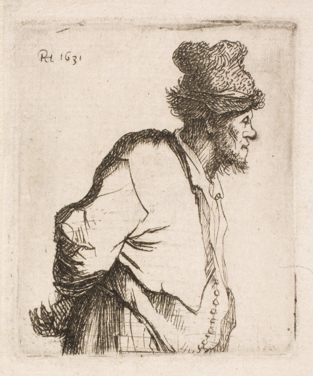 Bonde med händerna på ryggen av Rembrandt van Rijn