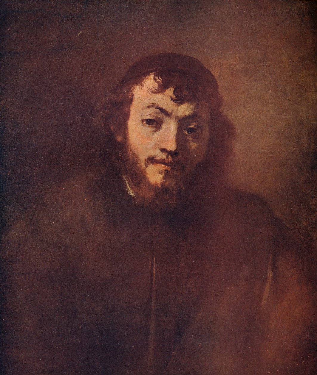 Byst av en skäggig ung man med kalot, 1663 av Rembrandt van Rijn