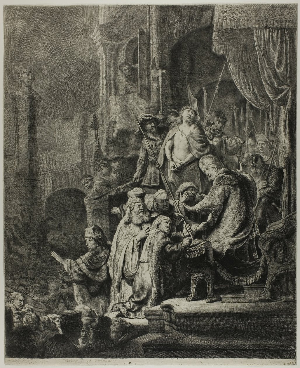 Kristus före Pilatus: Stor tallrik av Rembrandt van Rijn