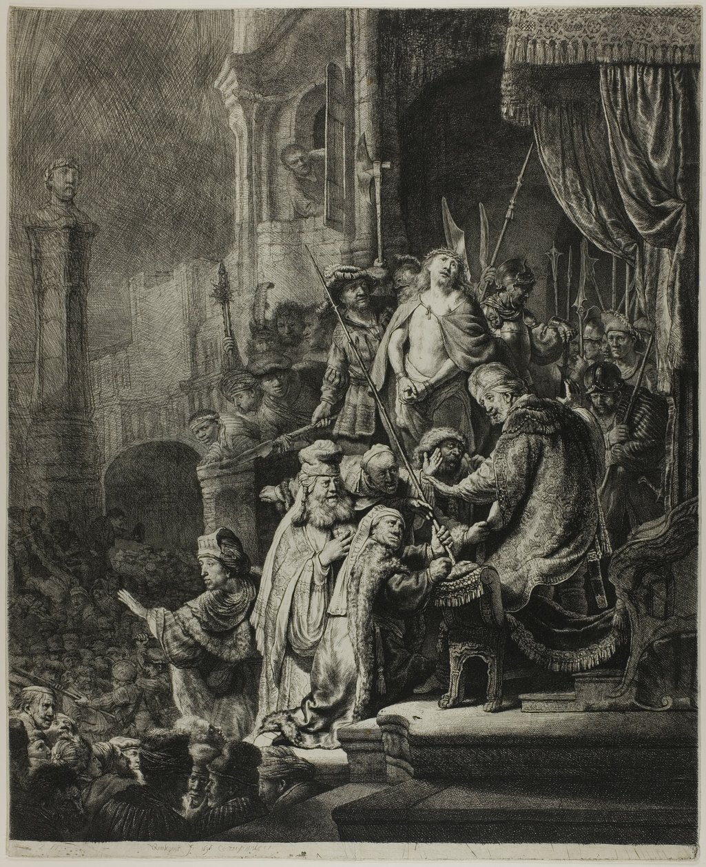 Kristus före Pilatus: Stor tallrik av Rembrandt van Rijn