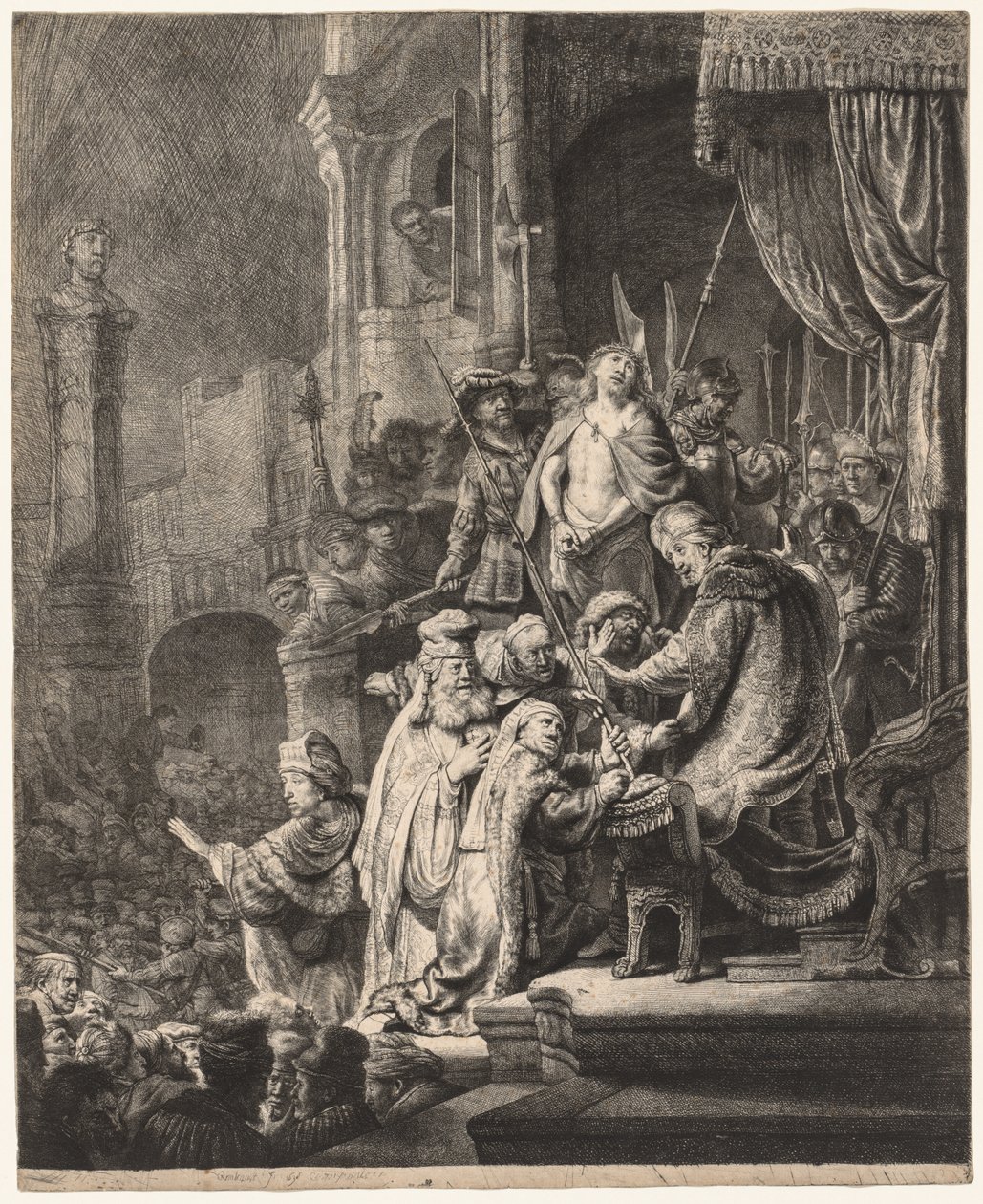 Kristus före Pilatus: Stor tallrik, 1636. av Rembrandt van Rijn