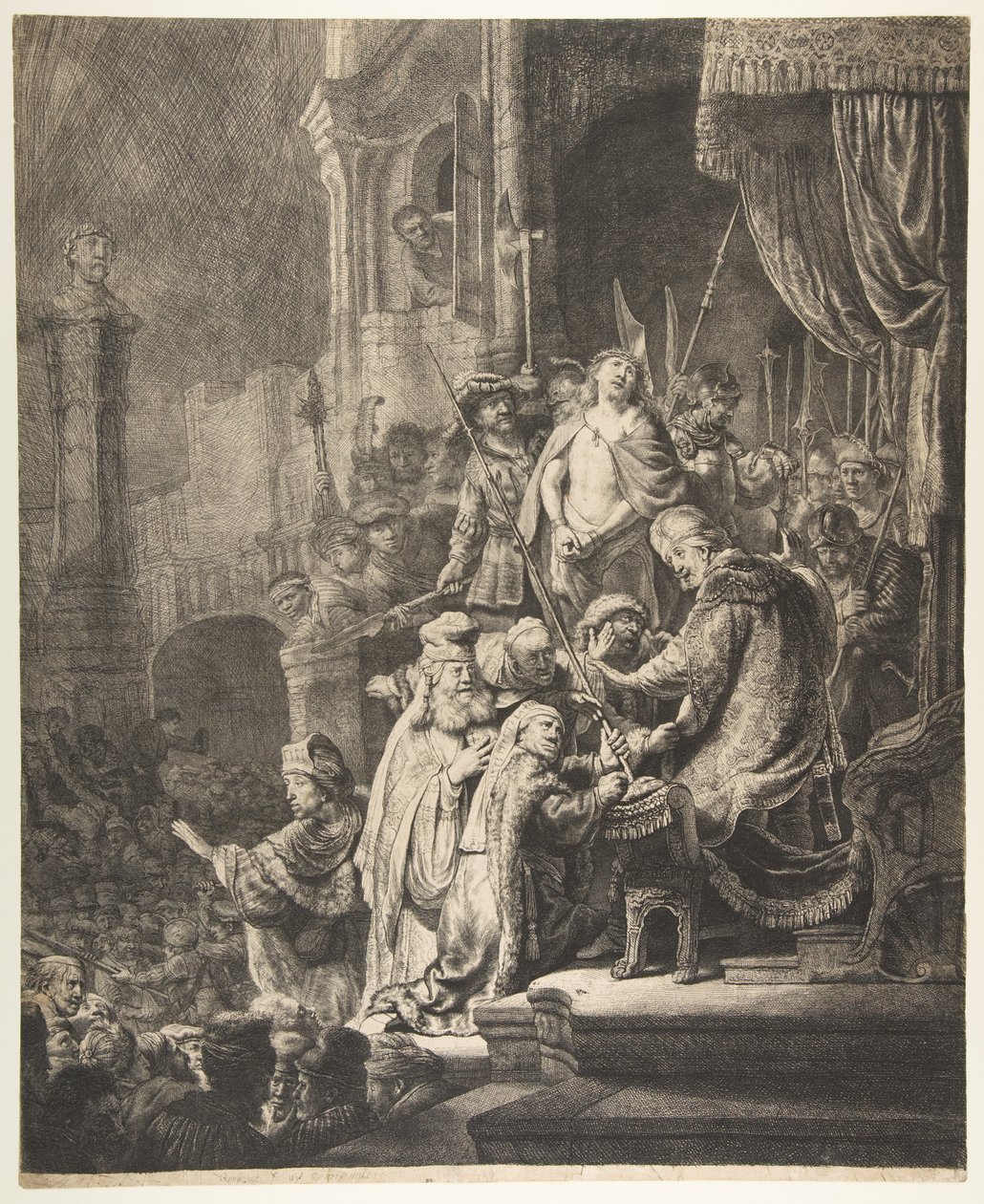 Kristus före Pilatus: den stora plattan, 1636. av Rembrandt van Rijn