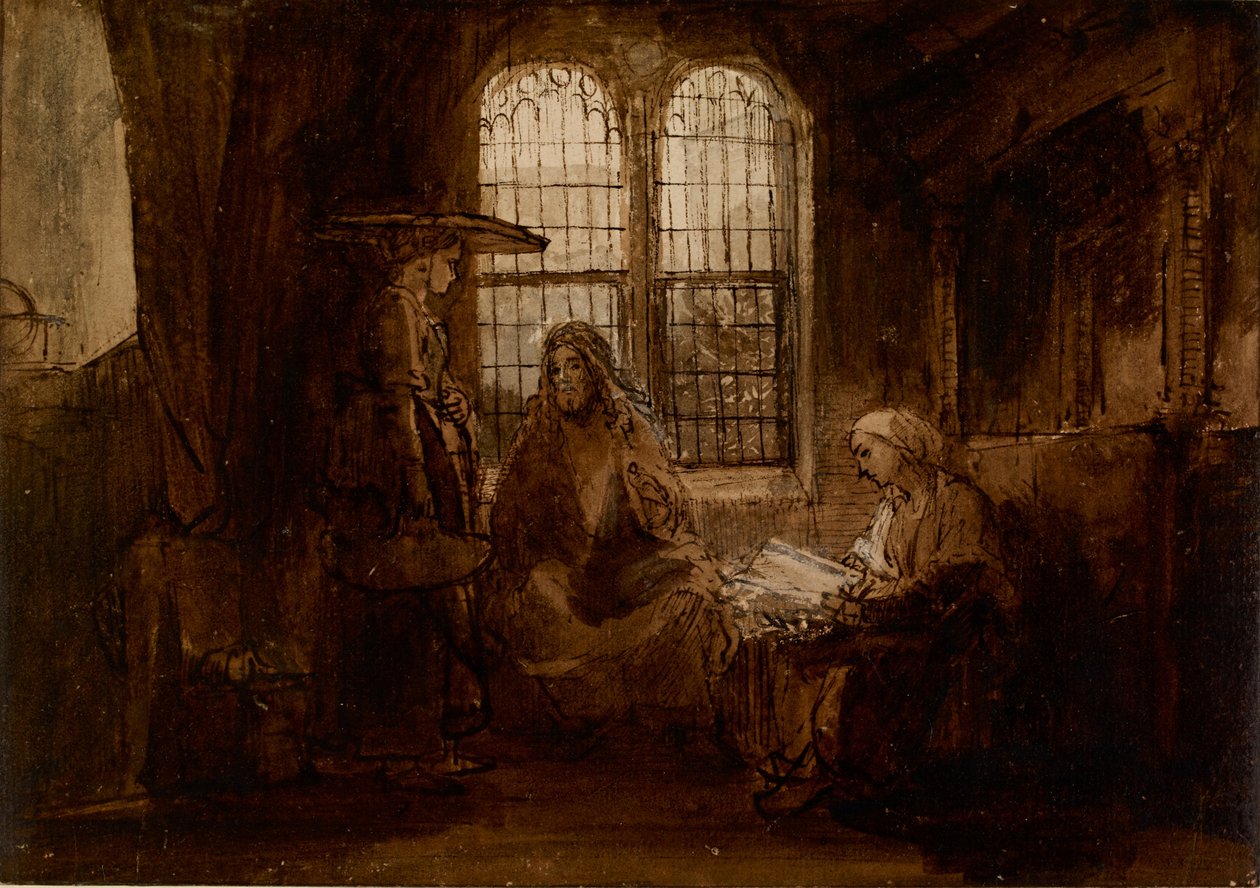 Kristus samtalar med Marta och Maria, ca 1652 av Rembrandt van Rijn