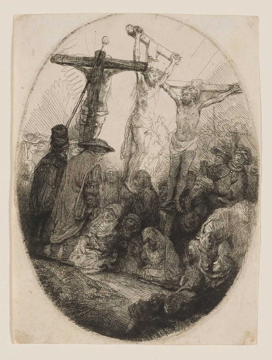 Kristus korsfäst mellan två tjuvar av Rembrandt van Rijn