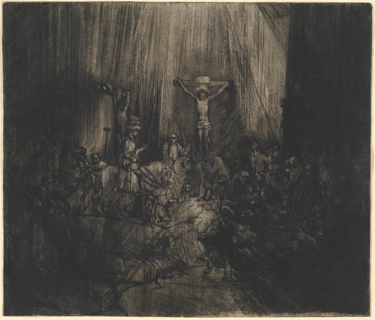 Kristus korsfäst mellan de två tjuvarna (De tre korsen) av Rembrandt van Rijn