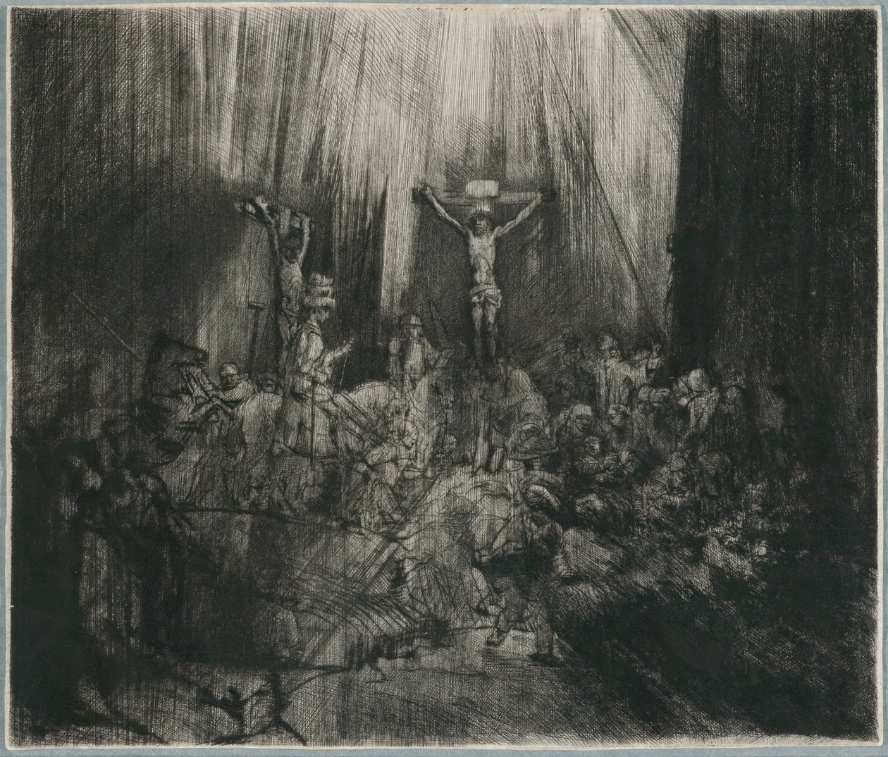 Kristus korsfäst mellan de två tjuvarna: "De tre korsen" av Rembrandt van Rijn